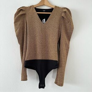 Sparkly Gold Bodysuit with Long Sleeves